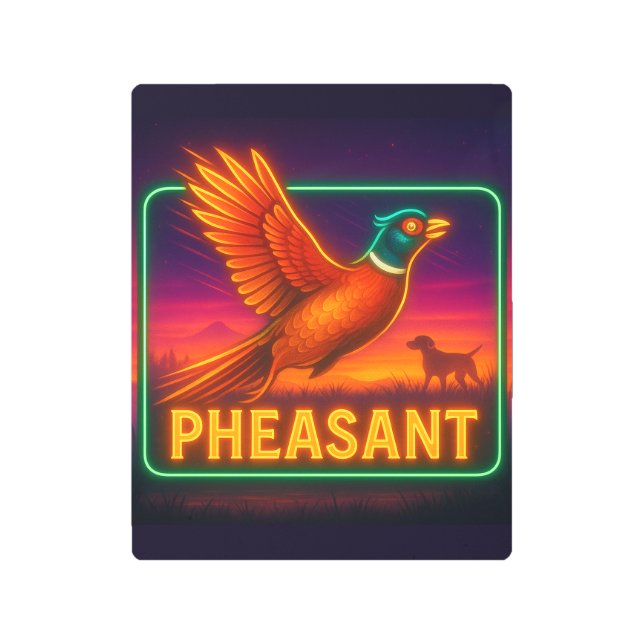 Neon Pheasant Sign メタルプリント (正面)