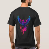 Neon Phoenix Rebirth – Vibrant Mythical Firebird D Tシャツ (裏面)