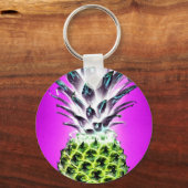 Neon pineapple colorful tropical fruit Hawaiian キーホルダー (正面)
