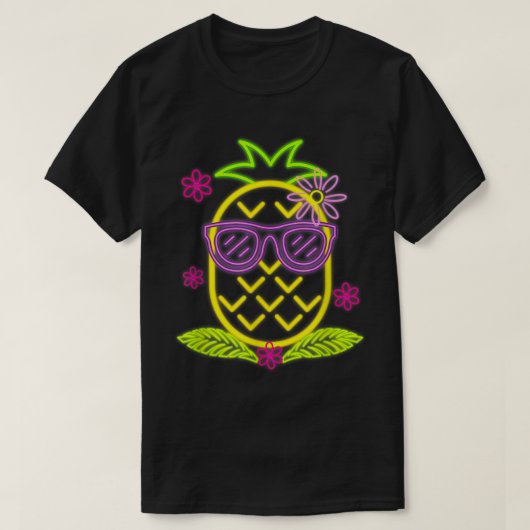 Neon Pineapple Summer Vibes Design Tシャツ (デザイン正面)