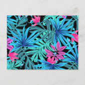 Neon Pink and Blue Tropical Plant Pattern ポストカード (正面)
