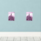 Neon pink and cobalt bridge arcs over a luminous c (ウッドフロア)