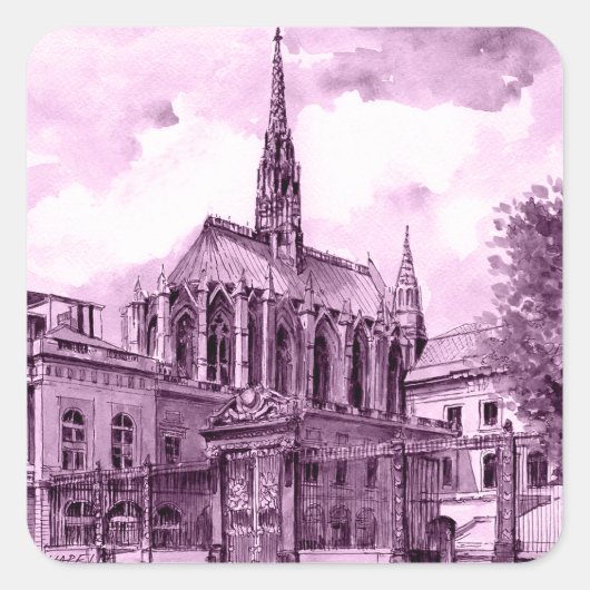 Neon pink and cobalt bridge arcs over a luminous c スクエアシール (正面)