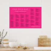 Neon Pink Basic Wedding Alphabetical Seating Chart ポスター (キッチン)
