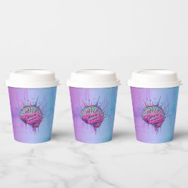 Neon Pink Brain Paper Cups 紙コップ