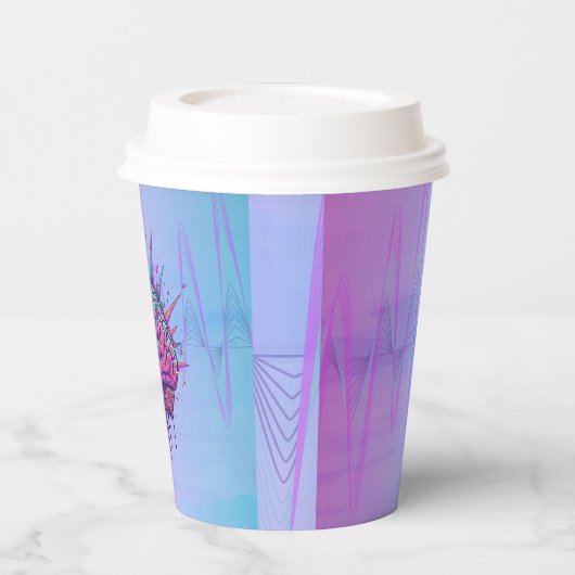 Neon Pink Brain Paper Cups 紙コップ (左)