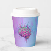 Neon Pink Brain Paper Cups 紙コップ (正面)