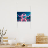 Neon Pink cloud beach wall art horizontal _ Eclect ポスター (キッチン)