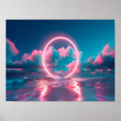 Neon Pink cloud beach wall art horizontal _ Eclect ポスター (正面)