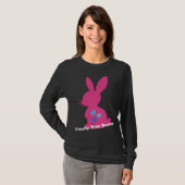 Neon Pink Cruelty-Free Bunny Blue Hearts Tシャツ (正面フル)