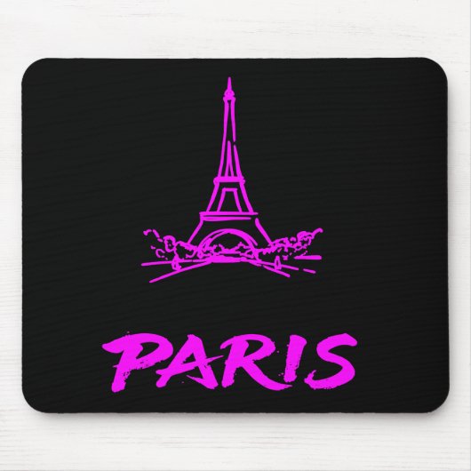 Neon Pink Eiffel Tower Paris Sketch Modern マウスパッド (正面)
