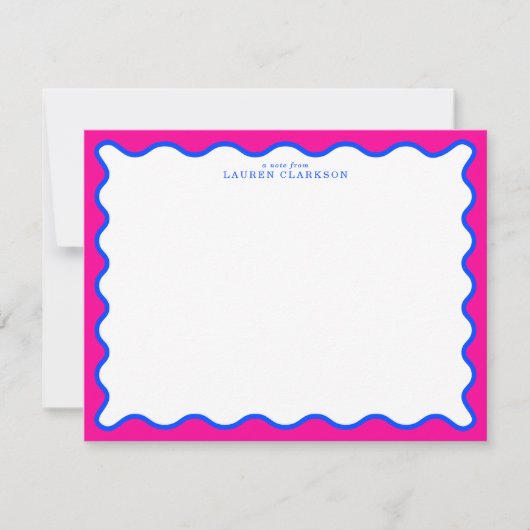 Neon Pink & Electric Blue Wavy Note Card 招待状 (正面)