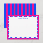 Neon Pink & Electric Blue Wavy Note Card 招待状 (正面/裏面)