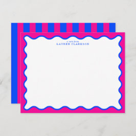 Neon Pink & Electric Blue Wavy Note Card 招待状