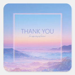 Neon Pink Ethereal Mountain Vista Synthwave Frame スクエアシール