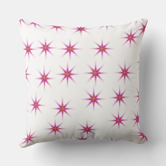 Neon Pink Glowing Stars Pattern クッション (裏面)