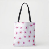 Neon Pink Glowing Stars Pattern トートバッグ (正面)