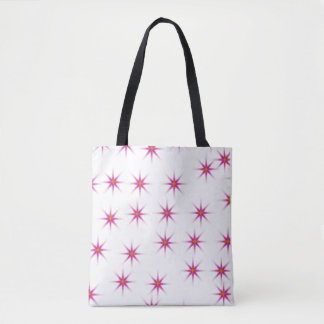 Neon Pink Glowing Stars Pattern トートバッグ