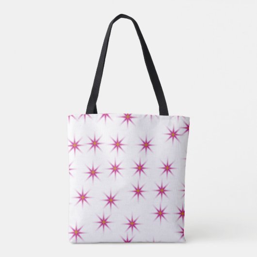 Neon Pink Glowing Stars Pattern トートバッグ (裏面)
