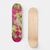 Neon Pink Green Grunge Splatter Skateboard スケートボード (正面)