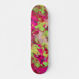 Neon Pink Green Grunge Splatter Skateboard スケートボード