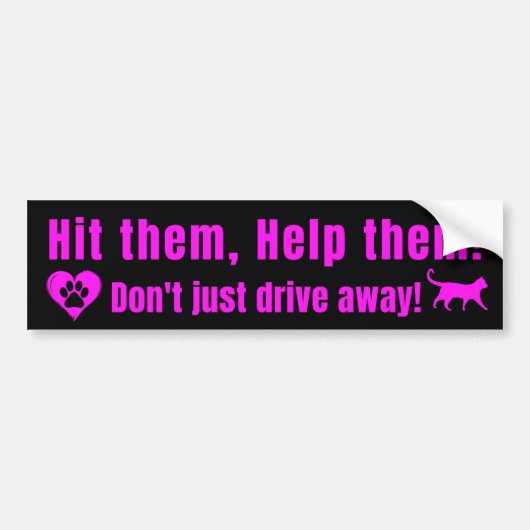 Neon Pink "Hit them, Help them!" Bumper Sticker バンパーステッカー (正面)
