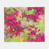 Neon Pink Lime Abstract Splatter Art Blanket フリースブランケット (正面(横))