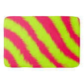 Neon Pink Lime Green Fuzzy StripeVibrant Y2K Pop バスマット (正面)