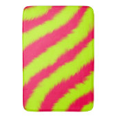 Neon Pink Lime Green Fuzzy StripeVibrant Y2K Pop バスマット (正面縦)