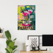 Neon Pink Martini Pop Art: Modernes Cocktail Gemäl ポスター (ホームオフィス)