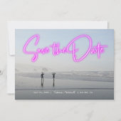 Neon Pink Photo Save the Date セーブザデート (正面)