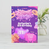 Neon Pink Purple Slime Birthday Invitation 招待状 (スタンド正面)