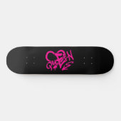 Neon Pink “Queen” Graffiti スケートボード (横)
