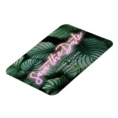 Neon Pink Sign Tropicalモダン Save the Date マグネット (左側)