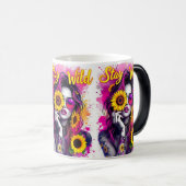 Neon Pink Splash Boho Wild Girl Sunflower Magic モーフィングマグカップ (正面右)