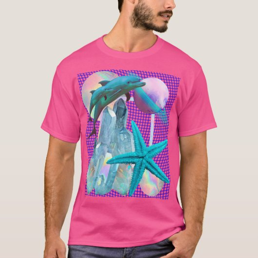Neon Pink Vaporwave / Seapunk Eutique, Dolphin Tシャツ (正面)
