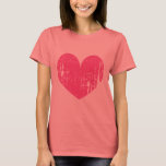 Neon pink vintage heart t shirt for women tシャツ<br><div class="desc">Neon pink vintage heart t shirt for women. Distressed look design. Grunge style love symbol. Personalizable with text. Cute tee for wedding or bachelorette party. MAke one for bride,  bridesmaids,  maid of honor,  etc</div>
