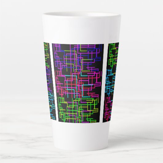 Neon Pixel Art Grid カフェラテマグ (正面)