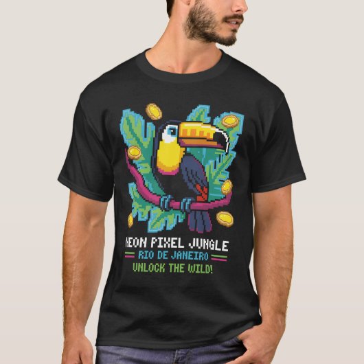Neon Pixel Jungle Tシャツ (正面)