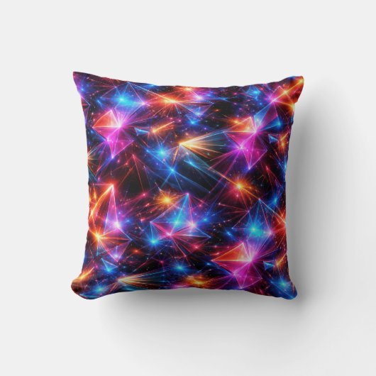 Neon Polygon Abstract with Explosions クッション (正面)