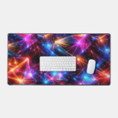 Neon Polygon Abstract with Explosions デスクマット (キーボード&マウス)