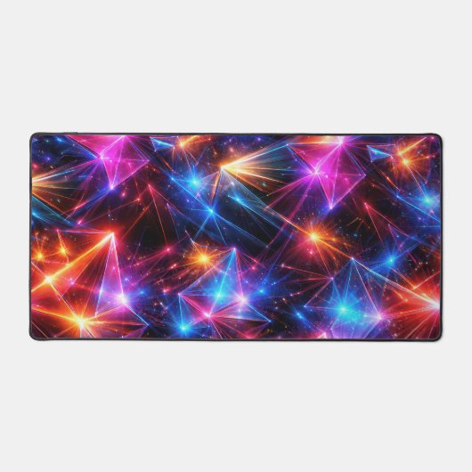 Neon Polygon Abstract with Explosions デスクマット (正面)