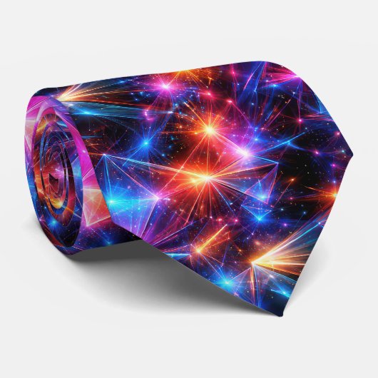 Neon Polygon Abstract with Explosions ネクタイ (ロール)