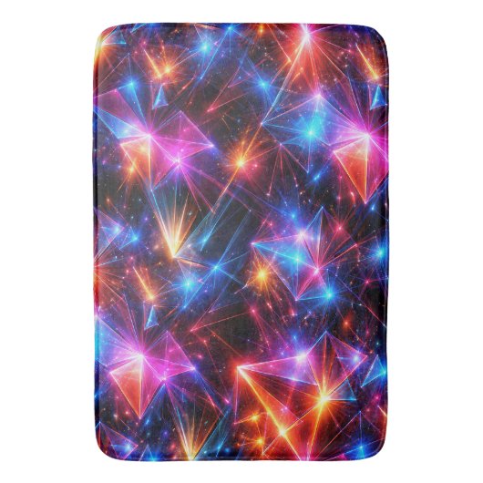 Neon Polygon Abstract with Explosions バスマット (正面縦)