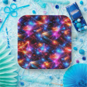 Neon Polygon Abstract with Explosions ペーパープレート (パーティー)