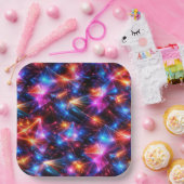 Neon Polygon Abstract with Explosions ペーパープレート (パーティー)