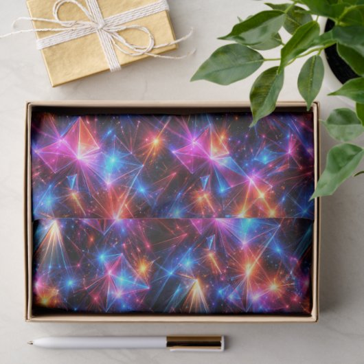 Neon Polygon Abstract with Explosions 薄葉紙 (ギフト)