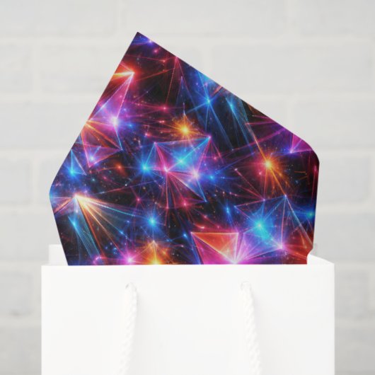 Neon Polygon Abstract with Explosions 薄葉紙 (ギフトバッグ)