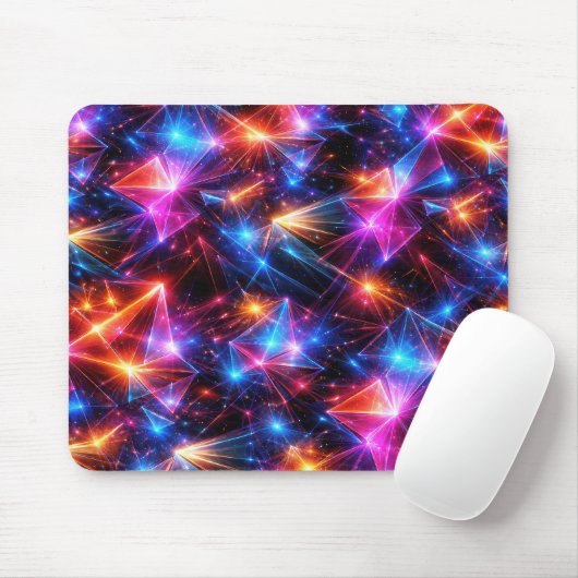 Neon Polygon Abstract With Sparks マウスパッド (マウス)