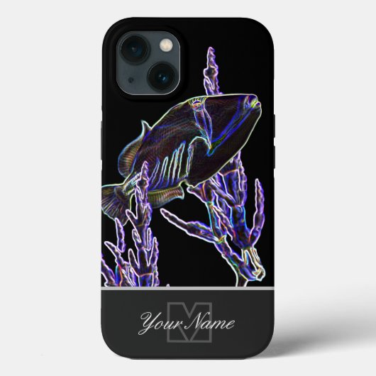 Neon-Pop-Art corals triggerfish with Monogram! Case-Mate iPhoneケース (裏面)